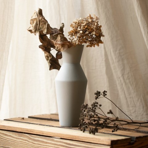 Wazon GIARA  szary styl boho do wewnątrz ameliahome - VASE/AH/GIARA/GREY/10X24