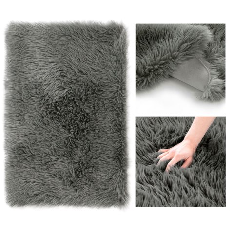 Dywan DOKKA  grafitowy motyw nowoczesny 60x90 ameliahome - RUG/AH/DOKKA/DARKGREY/60x90