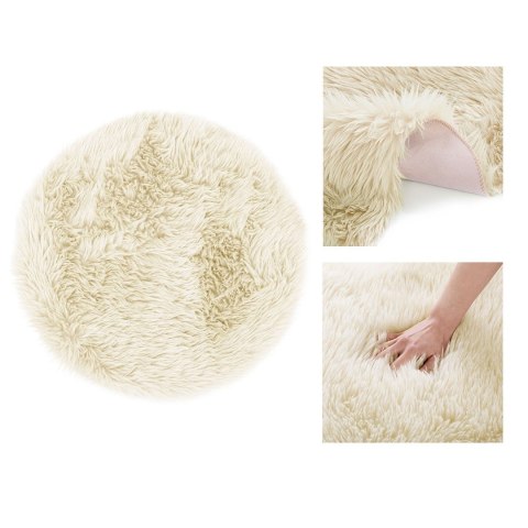 Dywan okrągły DOKKA  beżowy motyw nowoczesny r90 ameliahome - RUG/AH/DOKKA/BEIGE/R90