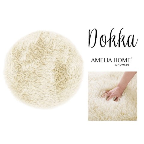 Dywan okrągły DOKKA  beżowy motyw nowoczesny r90 ameliahome - RUG/AH/DOKKA/BEIGE/R90