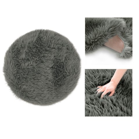 Dywan okrągły DOKKA grafitowy motyw nowoczesny r45 ameliahome - RUG/AH/DOKKA/DARKGREY/R45