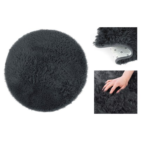 Dywan okrągły KARVAG grafitowy motyw nowoczesny r120 ameliahome - RUG/AH/KARVAG/NONSLIP/DARKGREY/R120