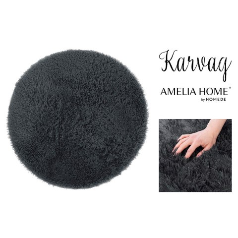 Dywan okrągły KARVAG grafitowy motyw nowoczesny r120 ameliahome - RUG/AH/KARVAG/NONSLIP/DARKGREY/R120