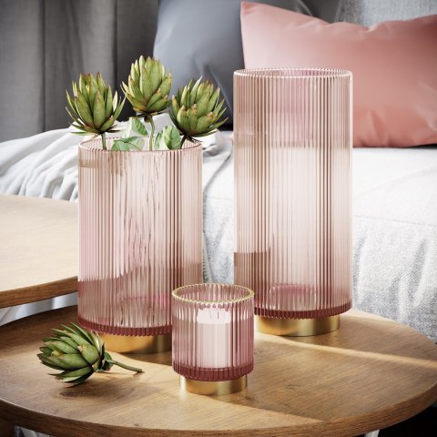 Świecznik POMPEY  pudrowy róż ameliahome - CANDLEHOLDER/AH/POMPEY/POWDERPINK/7X8
