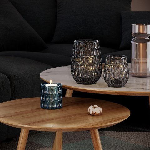 Świecznik VIGO  niebieski ameliahome - CANDLEHOLDER/AH/VIGO/NAVY/9X9,5
