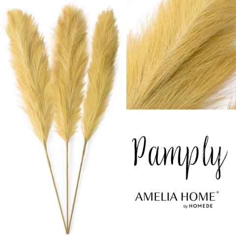 Sztuczny kwiat PAMPLY  musztardowy ameliahome - PAMPAS/AH/PAMPLY/HONEY/110CM/3PCS