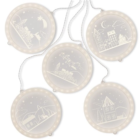 Dekoracja świąteczna CHRISTMAS CITY  transparentny do wewnątrz ameliahome - LEDPL/AH/CHRISTMASCITY/ROUND/SET/5PCS