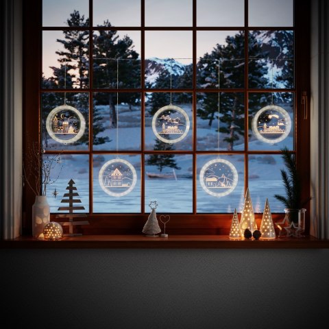 Dekoracja świąteczna CHRISTMAS CITY  transparentny do wewnątrz ameliahome - LEDPL/AH/CHRISTMASCITY/ROUND/SET/5PCS