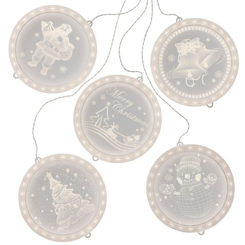 Dekoracja świąteczna CHRISTMAS MOOD  transparentny do wewnątrz ameliahome - LEDPL/AH/CHRISTMASMOOD/ROUND/SET/5PCS