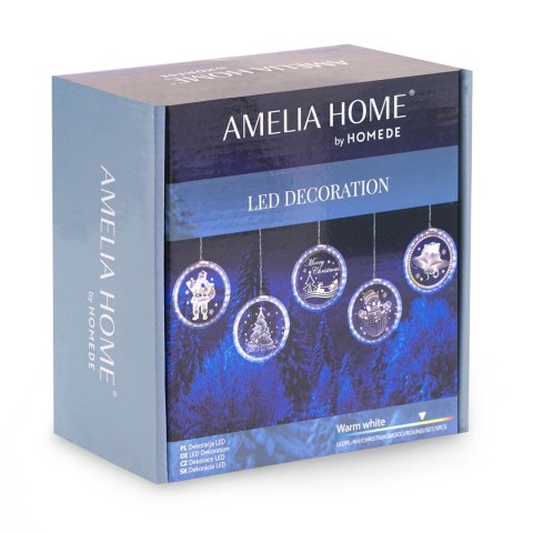 Dekoracja świąteczna CHRISTMAS MOOD  transparentny do wewnątrz ameliahome - LEDPL/AH/CHRISTMASMOOD/ROUND/SET/5PCS
