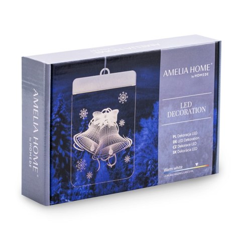 Dekoracja świąteczna JINGLEBELLS  transparentny do wewnątrz ameliahome - LEDPL/AH/JINGLEBELLS/RECT/1PC