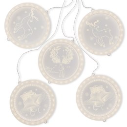 Dekoracja świąteczna REINDEERS MESS  transparentny do wewnątrz ameliahome - LEDPL/AH/REINDEERSMESS/ROUND/SET/5PCS