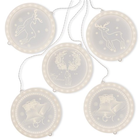 Dekoracja świąteczna REINDEERS MESS  transparentny do wewnątrz ameliahome - LEDPL/AH/REINDEERSMESS/ROUND/SET/5PCS