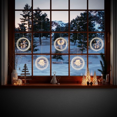 Dekoracja świąteczna REINDEERS MESS  transparentny do wewnątrz ameliahome - LEDPL/AH/REINDEERSMESS/ROUND/SET/5PCS