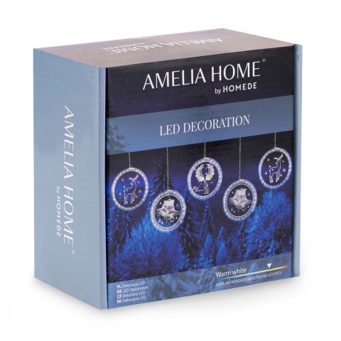 Dekoracja świąteczna REINDEERS MESS  transparentny do wewnątrz ameliahome - LEDPL/AH/REINDEERSMESS/ROUND/SET/5PCS