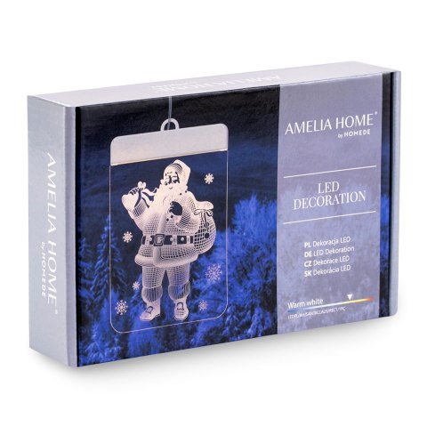Dekoracja świąteczna SANTA CLAUS  transparentny do wewnątrz ameliahome - LEDPL/AH/SANTACLAUS/RECT/1PC