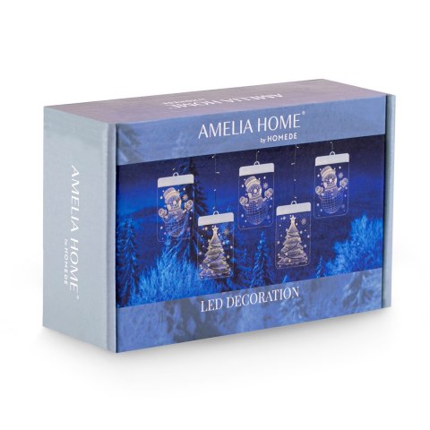Dekoracja świąteczna WINTERY  transparentny do wewnątrz ameliahome - LEDPL/AH/WINTERY/RECT/SET/5PCS