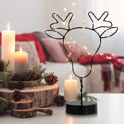 Dekoracja świąteczna  czarny styl industrialny do wewnątrz decoking - LEDDECO/LUNA/REINDEER/WWH/30LEDS
