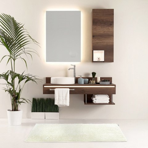 Mata łazienkowa BATI  biały motyw nowoczesny 50x80+40x50 ameliahome - BATHMAT/AH/BATI/SET/WHITE/50X80+40X50