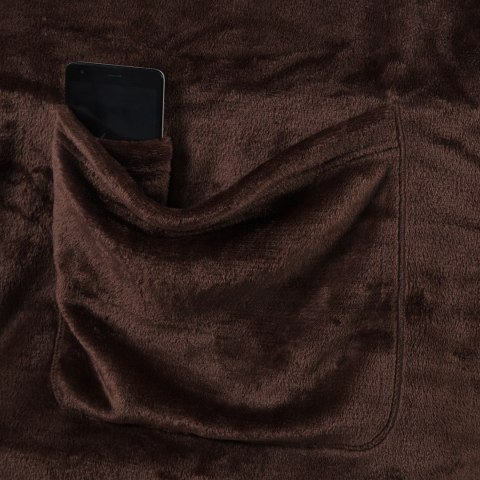 Koc LAZY kolor brązowy gładki motyw klasyczny 150x180