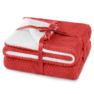 Koc Shleepy Czerwony Tłoczony żakardowo Nowoczesny 170x210 AmeliaHome - BLA/AH/SHLEEPY/RED/170X210