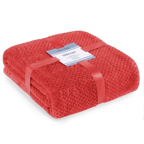 Koc Shleepy Czerwony Tłoczony żakardowo Nowoczesny 220x240 AmeliaHome - BLA/AH/SHLEEPY/RED/220X240