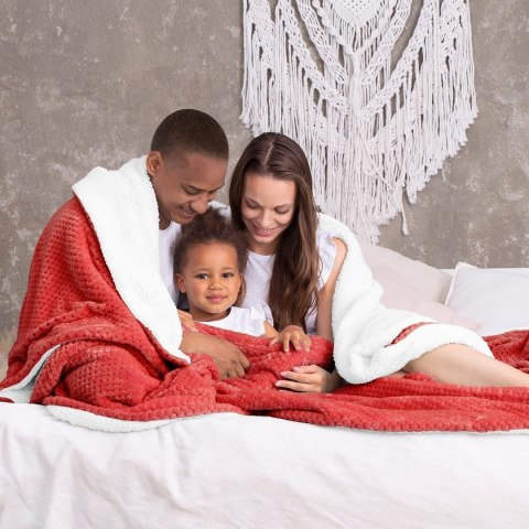Koc Shleepy Czerwony Tłoczony żakardowo Nowoczesny 220x240 AmeliaHome - BLA/AH/SHLEEPY/RED/220X240