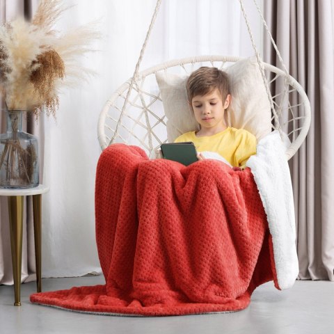 Koc Shleepy Czerwony Tłoczony żakardowo Nowoczesny 220x240 AmeliaHome - BLA/AH/SHLEEPY/RED/220X240