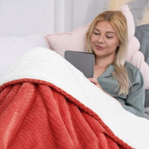 Koc Shleepy Czerwony Tłoczony żakardowo Nowoczesny 220x240 AmeliaHome - BLA/AH/SHLEEPY/RED/220X240