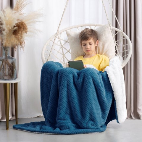 Koc Shleepy Indygo Tłoczony żakardowo Nowoczesny 130x180