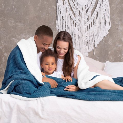 Koc Shleepy Indygo Tłoczony żakardowo Nowoczesny 220x240 AmeliaHome - BLA/AH/SHLEEPY/INDIGO/220X240