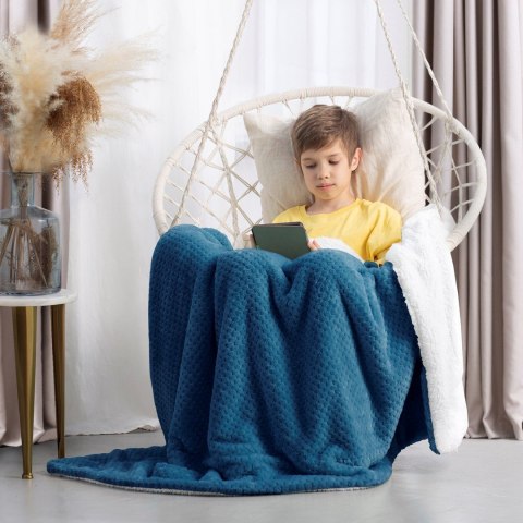Koc Shleepy Indygo Tłoczony żakardowo Nowoczesny 220x240 AmeliaHome - BLA/AH/SHLEEPY/INDIGO/220X240