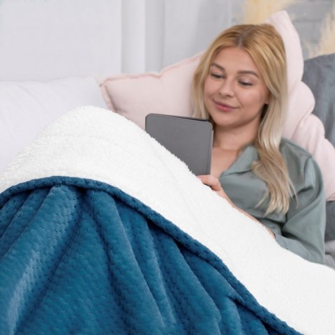 Koc Shleepy Indygo Tłoczony żakardowo Nowoczesny 220x240 AmeliaHome - BLA/AH/SHLEEPY/INDIGO/220X240