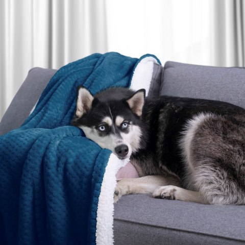 Koc Shleepy Indygo Tłoczony żakardowo Nowoczesny 220x240 AmeliaHome - BLA/AH/SHLEEPY/INDIGO/220X240
