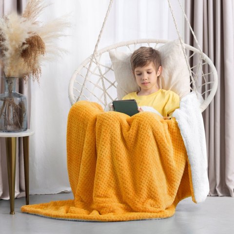 Koc Shleepy Pomarańczowy Tłoczony żakardowo Nowoczesny 220x240 AmeliaHome - BLA/AH/SHLEEPY/ORANGE/220X240
