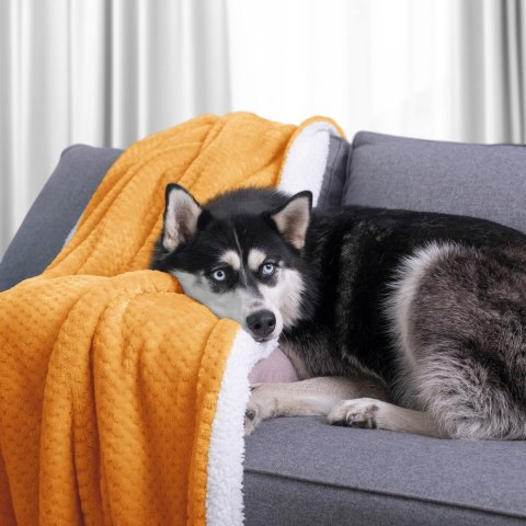 Koc Shleepy Pomarańczowy Tłoczony żakardowo Nowoczesny 220x240 AmeliaHome - BLA/AH/SHLEEPY/ORANGE/220X240