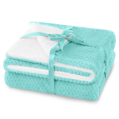 Koc Shleepy Turkusowy Tłoczony żakardowo Nowoczesny 220x240 AmeliaHome - BLA/AH/SHLEEPY/TURQUOISE/220X240