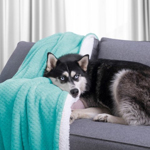 Koc Shleepy Turkusowy Tłoczony żakardowo Nowoczesny 220x240 AmeliaHome - BLA/AH/SHLEEPY/TURQUOISE/220X240
