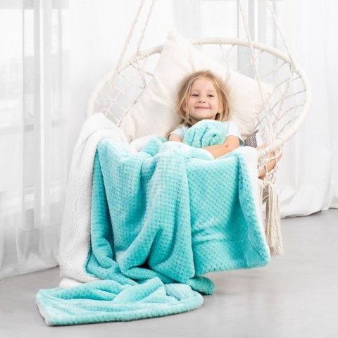 Koc Shleepy Turkusowy Tłoczony żakardowo Nowoczesny 70x150 AmeliaHome - BLA/AH/SHLEEPY/TURQUOISE/70X150