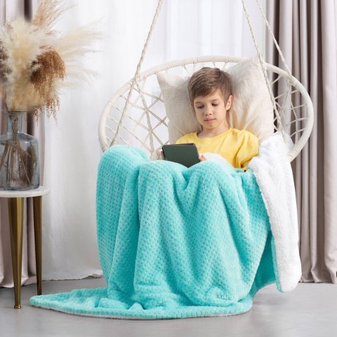 Koc Shleepy Turkusowy Tłoczony żakardowo Nowoczesny 70x150 AmeliaHome - BLA/AH/SHLEEPY/TURQUOISE/70X150