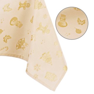 Obrus CHRISTMAS STORY kolor żółty drukowany motyw świąteczny 110x160 prostokąt ameliahome - TCLOTH/AH/CHRISTMASSTORY/HMD/GOLD/11