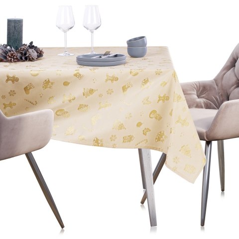 Obrus CHRISTMAS STORY kolor żółty drukowany motyw świąteczny 140x180 prostokąt ameliahome - TCLOTH/AH/CHRISTMASSTORY/HMD/GOLD/14