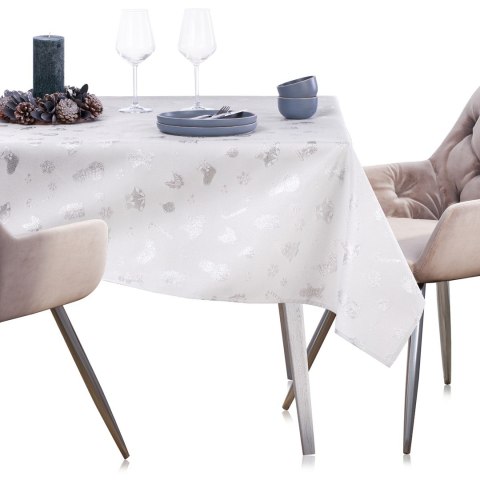 Obrus CHRISTMAS STORY kolor biały drukowany motyw świąteczny 40x140 prostokąt ameliahome - TCLOTH/AH/CHRISTMASSTORY/HMD/SILVER/4