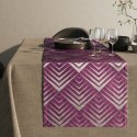 Obrus PIRAMIDES kolor fioletowy drukowany motyw geometryczny 140x200 prostokąt ameliahome - TCLOTH/AH/OXFORD/PIRAMIDES/PLUM/140x