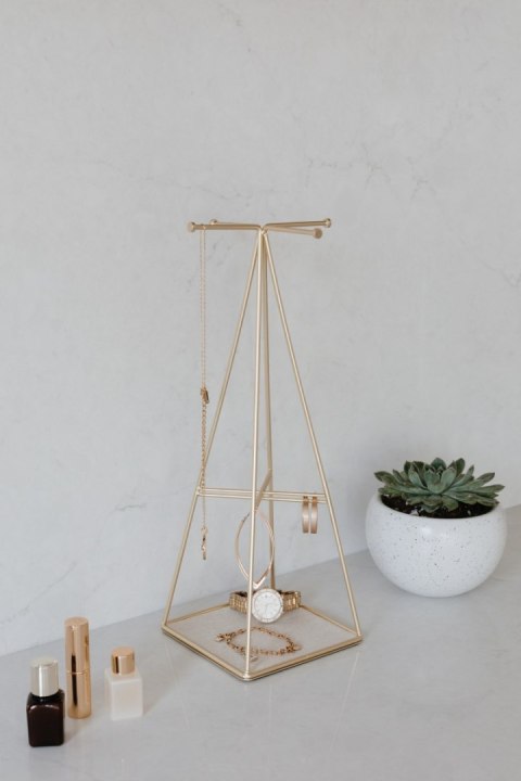 Organizer na biżuterię, kosmetyki PRISMA umbra - STAND/PRISMA/JEWELRY/BRASS