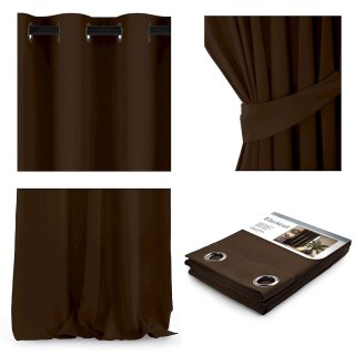 Zasłona BLACKOUT kolor brązowy  przelotki srebrne  140x270 ameliahome - CURT/AH/BLACKOUT/EYELETS/D.BROWN/1