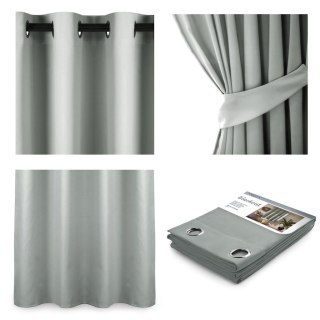 Zasłona BLACKOUT kolor szary przelotki srebrne 140x245 ameliahome - CURT/AH/BLACKOUT/EYELETS/SILVER/140X