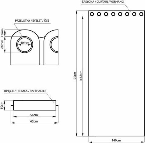 Zasłona BLACKOUT kolor szary przelotki srebrne 140x245 ameliahome - CURT/AH/BLACKOUT/EYELETS/SILVER/140X