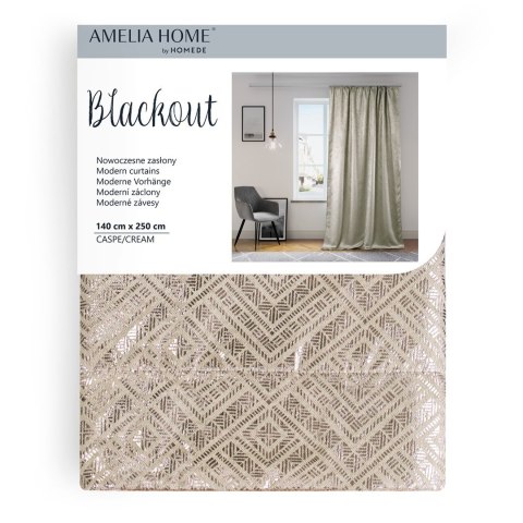 Zasłona CASPE kolor beżowy      140x250 AmeliaHome - CURT/AH/BLACKOUT/CASPE/PLEAT/C