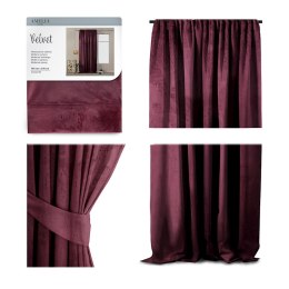 Zasłona VELVET kolor bordowy   velvet 140x270 ameliahome - CURT/AH/VELVET/PLEAT/BURGUNDY/140X270/1PC